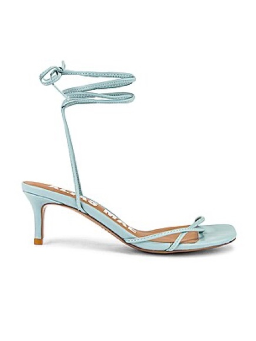 Alias Mae Ellery Wrap-Strap Kitten Heel Sandal in Light Blue Size 38.